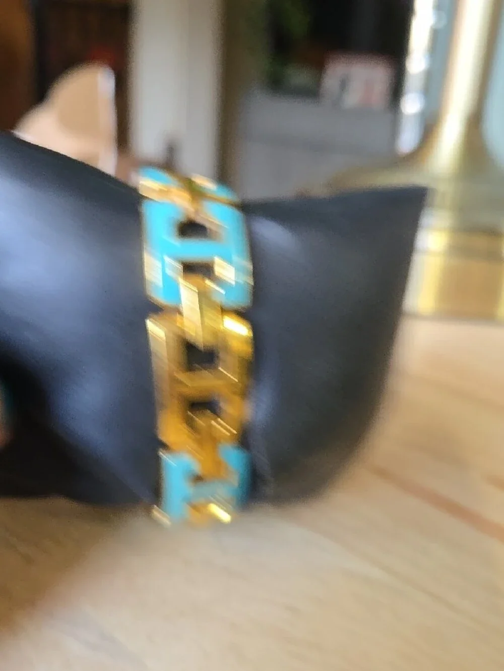 Gold-Tone Bracelet Watch with Turquoise Enamel Accents